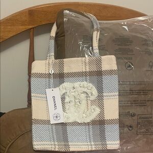 Chanel Beige and Blue Plaid Tote, GWP